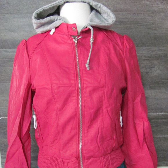 PALOMARES LADIES MAGENTA VEGAN LEATHER BOMBER JACKET - Picture 3 of 14